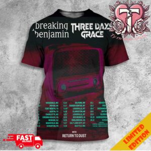 Three Days Grace Tour 2025 In USA With Breaking Benjamin Tour Dates On Sept And Oct Fan Gifts All Over Print Unisex T-Shirt